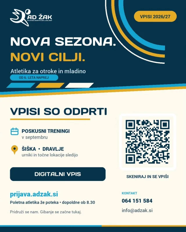 Vpisi v društvo - Atletsko društvo ŽAK Ljubljana